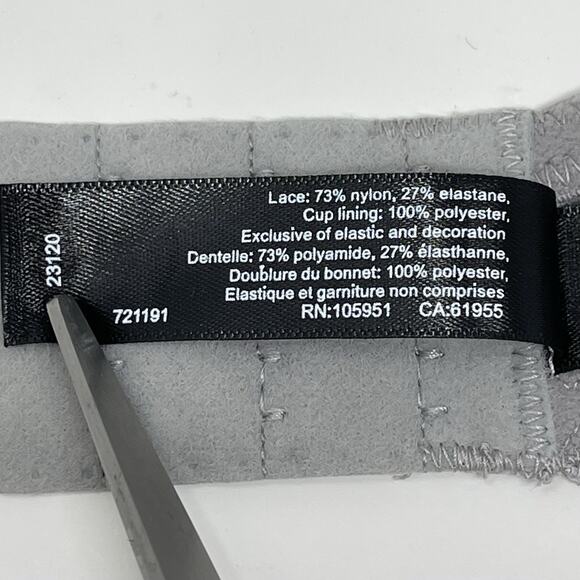 Natori Convertible Bra 36DDD Gray Lace Cherry Blossom Plunge Underwire MSRP $76 - Picture 11 of 13